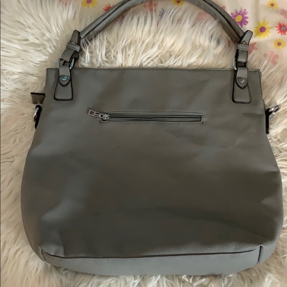 Grey Faux Leather Hobo Tote Shoulder Bag Patchwork - Picture 7 of 12